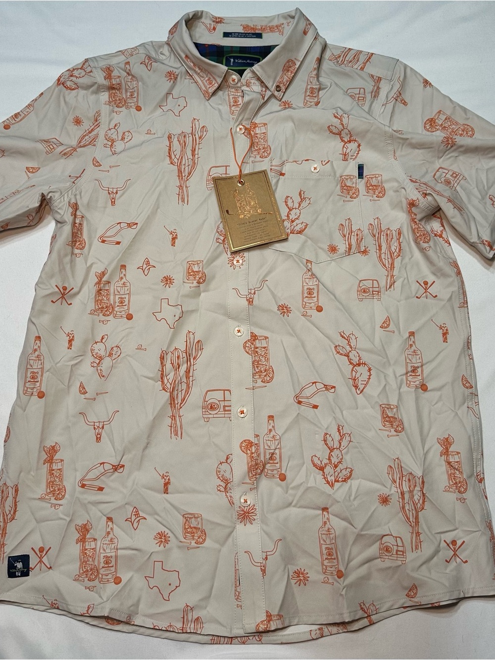 NWT William Murray Golf x Tito's Vodka Men's Medium Button Down Shirt